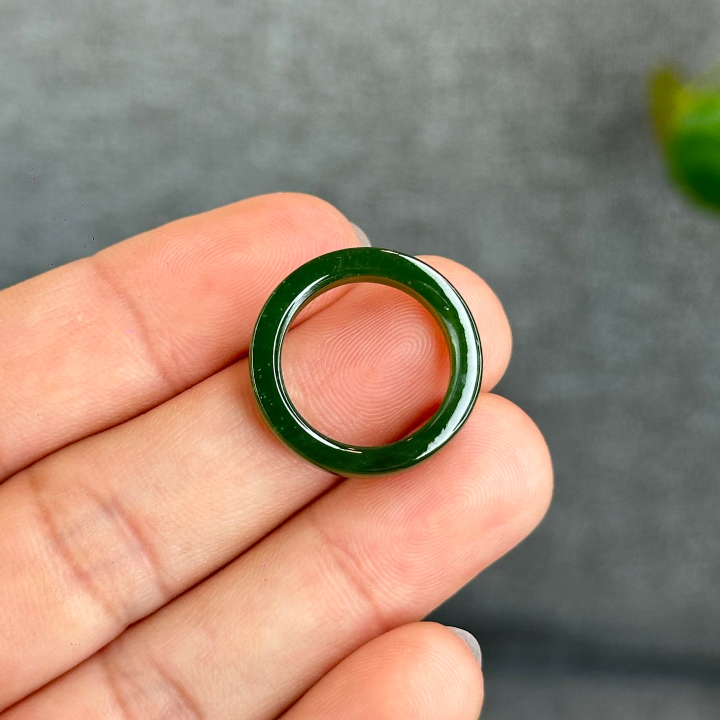 Natural Floating Flower Nephrite Jade VIP Ring Square Style Size 1.6