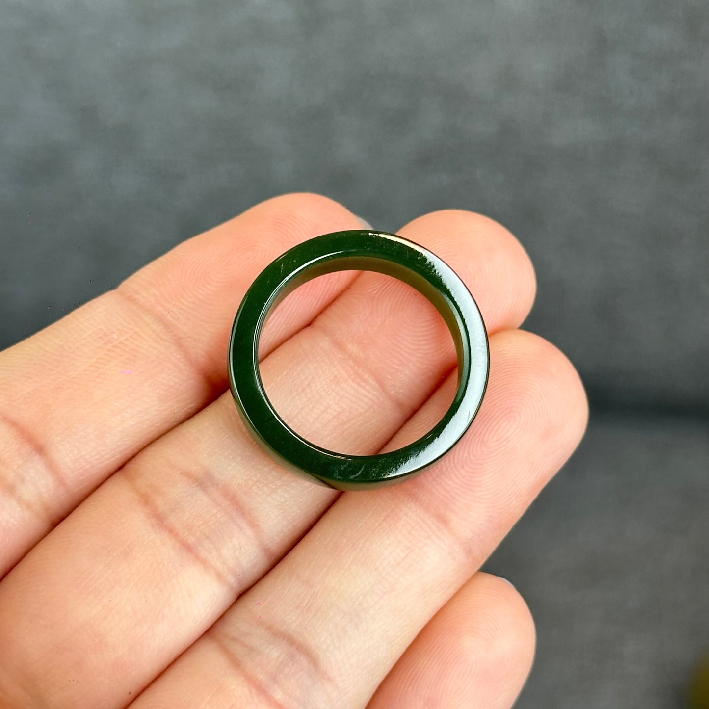 Natural Floating Flower Nephrite Jade VIP Ring Square Style Size 2.0