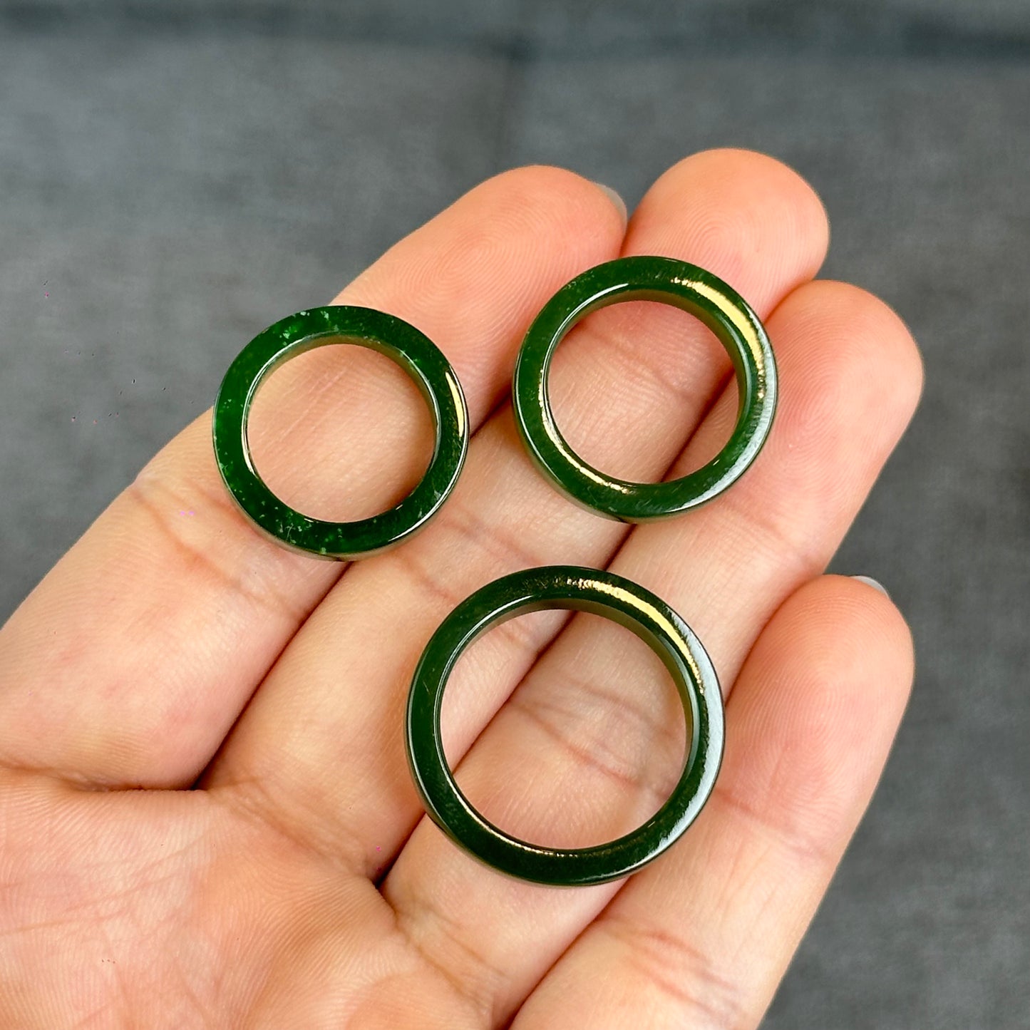 Natural Floating Flower Nephrite Jade VIP Ring Square Style Size 1.5