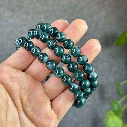 Water Green Semi-Translucent Natural Jadeite Jade Necklace Size 9.5 mm