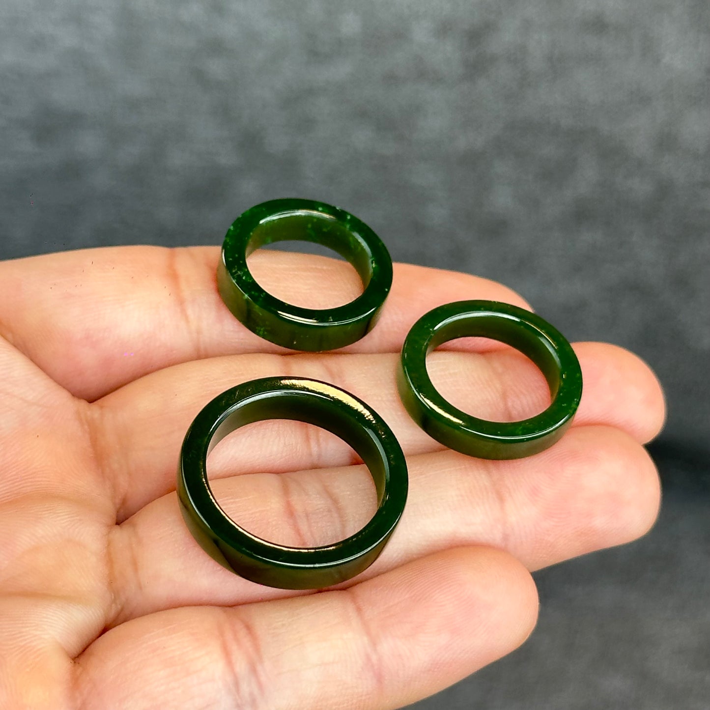 Natural Floating Flower Nephrite Jade VIP Ring Square Style Size 1.5