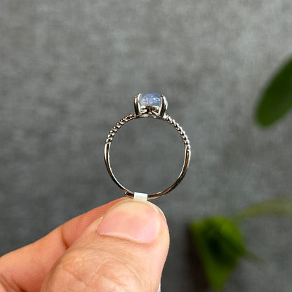 Oval Dumortierite Ring in Silver Setting