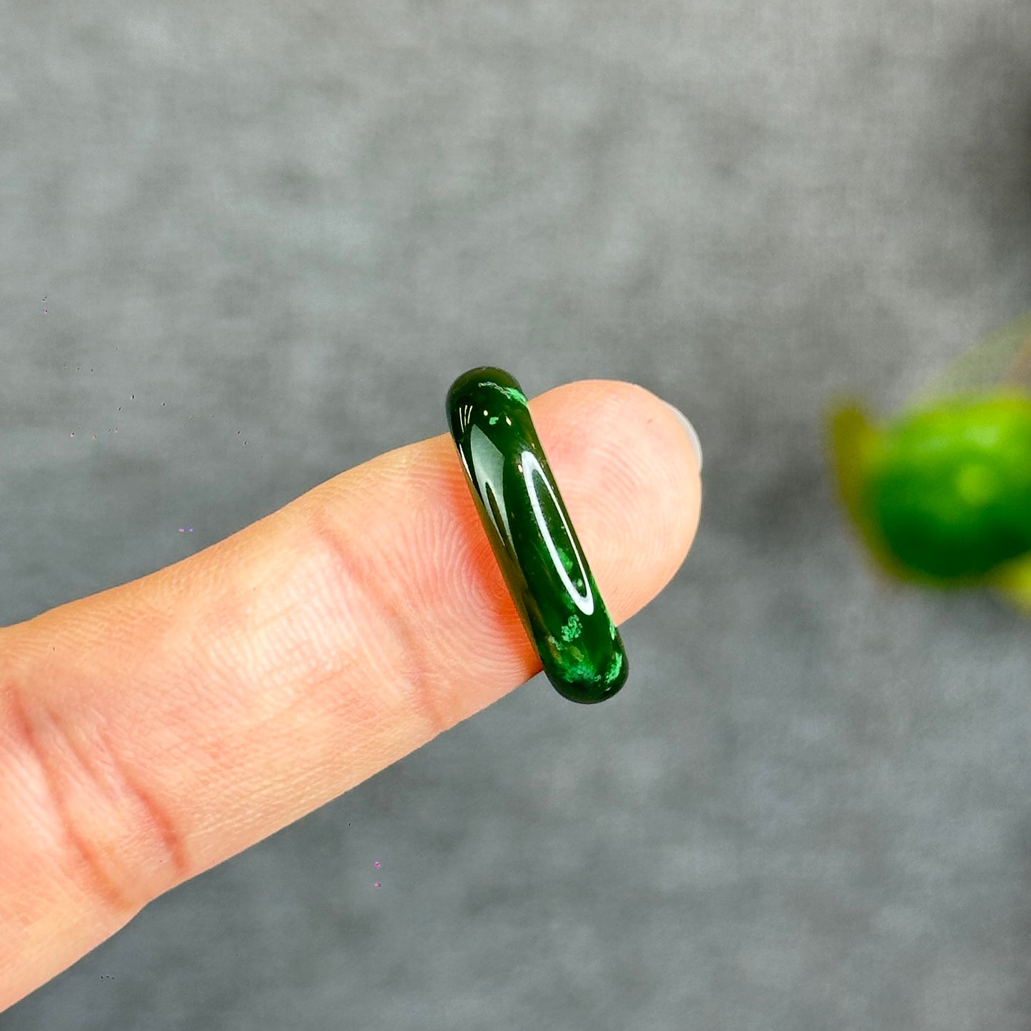 Natural Floating Flower Nephrite Jade VIP Ring Leaf Style Size 1.6