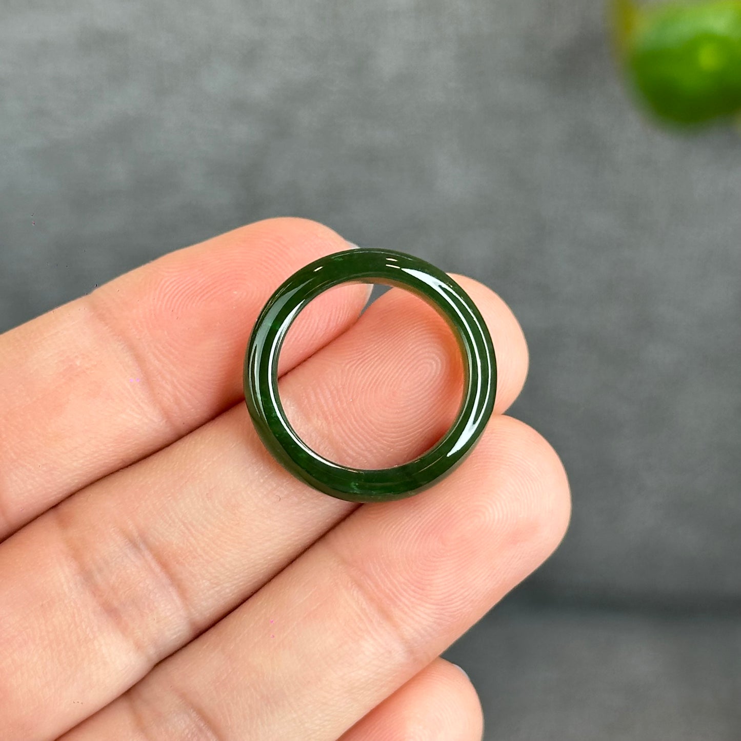 Natural Floating Flower Nephrite Jade VIP Ring Leaf Style Size 1.75