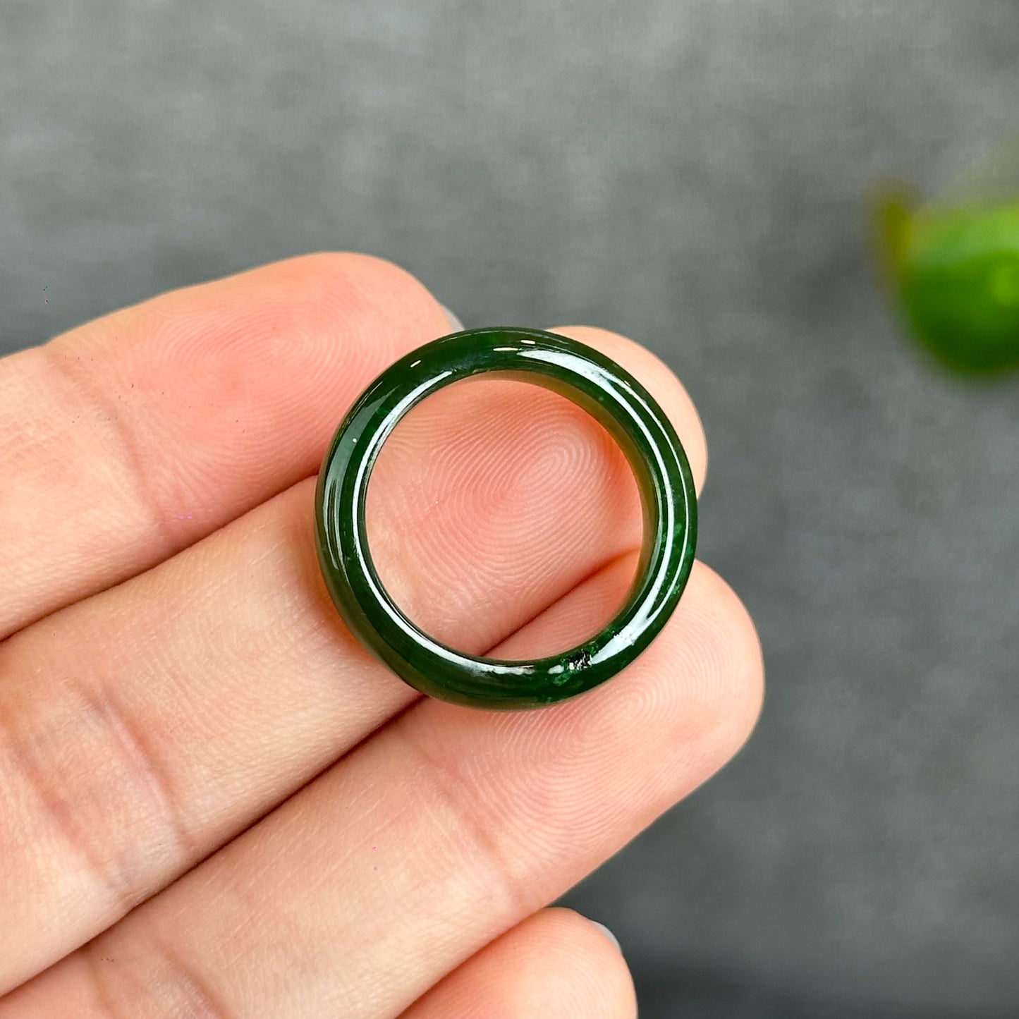 Natural Floating Flower Nephrite Jade VIP Ring Leaf Style Size 1.75