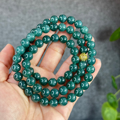 Water Green Semi-Translucent Natural Jadeite Jade VIP Necklace Size 10 mm