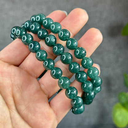 Water Green Semi-Translucent Natural Jadeite Jade VIP Necklace Size 10 mm