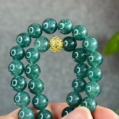 Water Green Semi-Translucent Natural Jadeite Jade VIP Necklace Size 10 mm