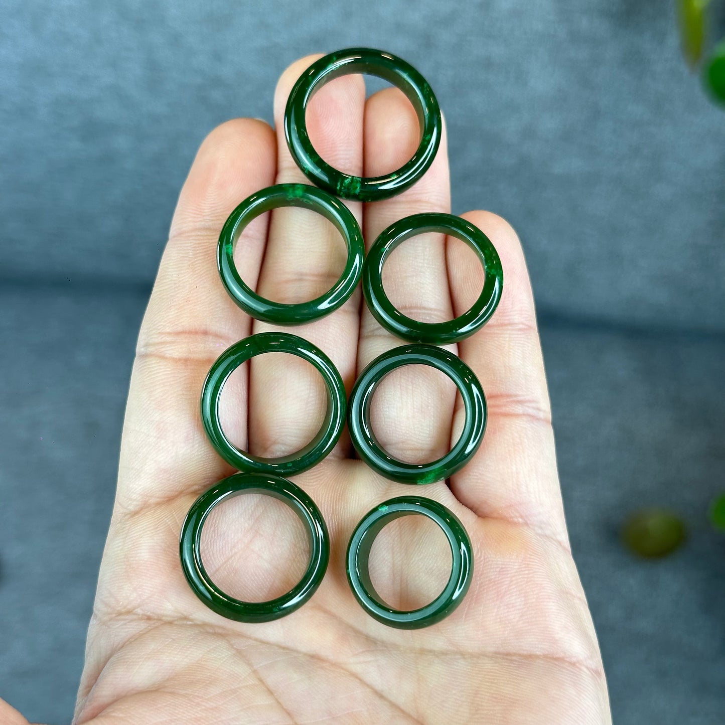 Natural Floating Flower Nephrite Jade VIP Ring Leaf Style Size 1.6