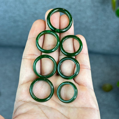 Natural Floating Flower Nephrite Jade VIP Ring Leaf Style Size 1.6