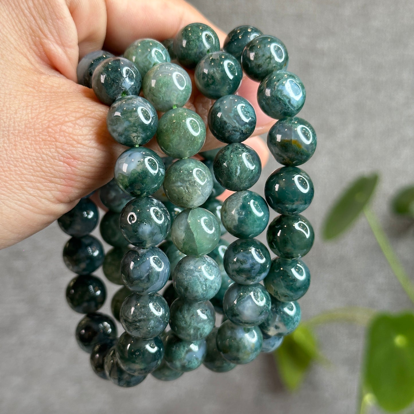 Moss Agate Bracelet Size 12 mm