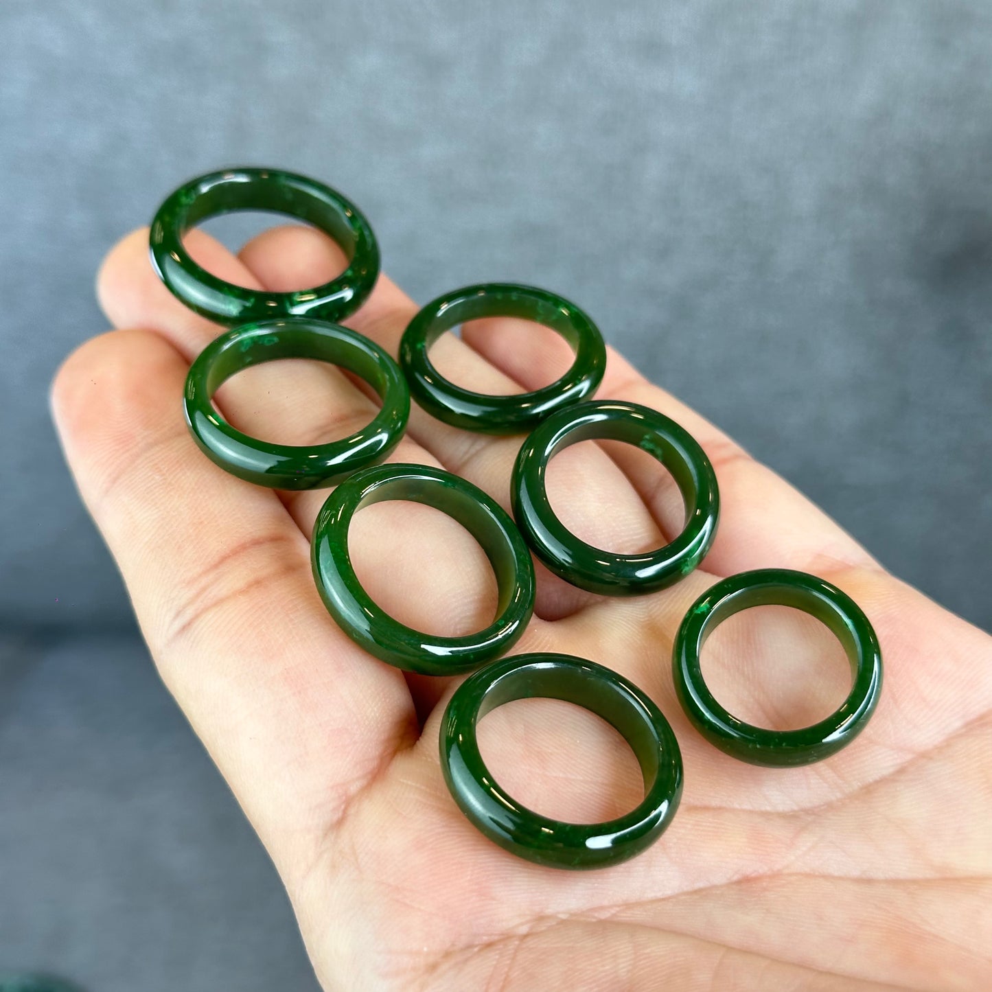 Natural Floating Flower Nephrite Jade VIP Ring Leaf Style Size 1.6