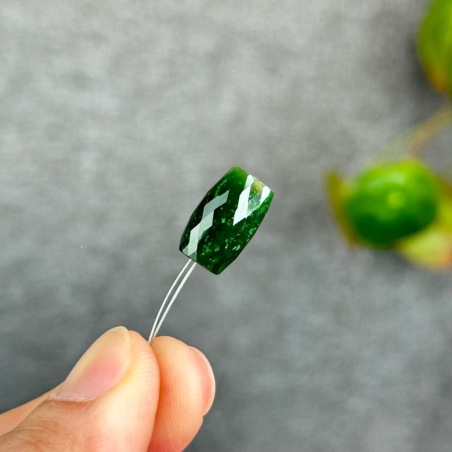Natural Nephrite Jade Faceted Lu Thong Charm size 9.5 mm