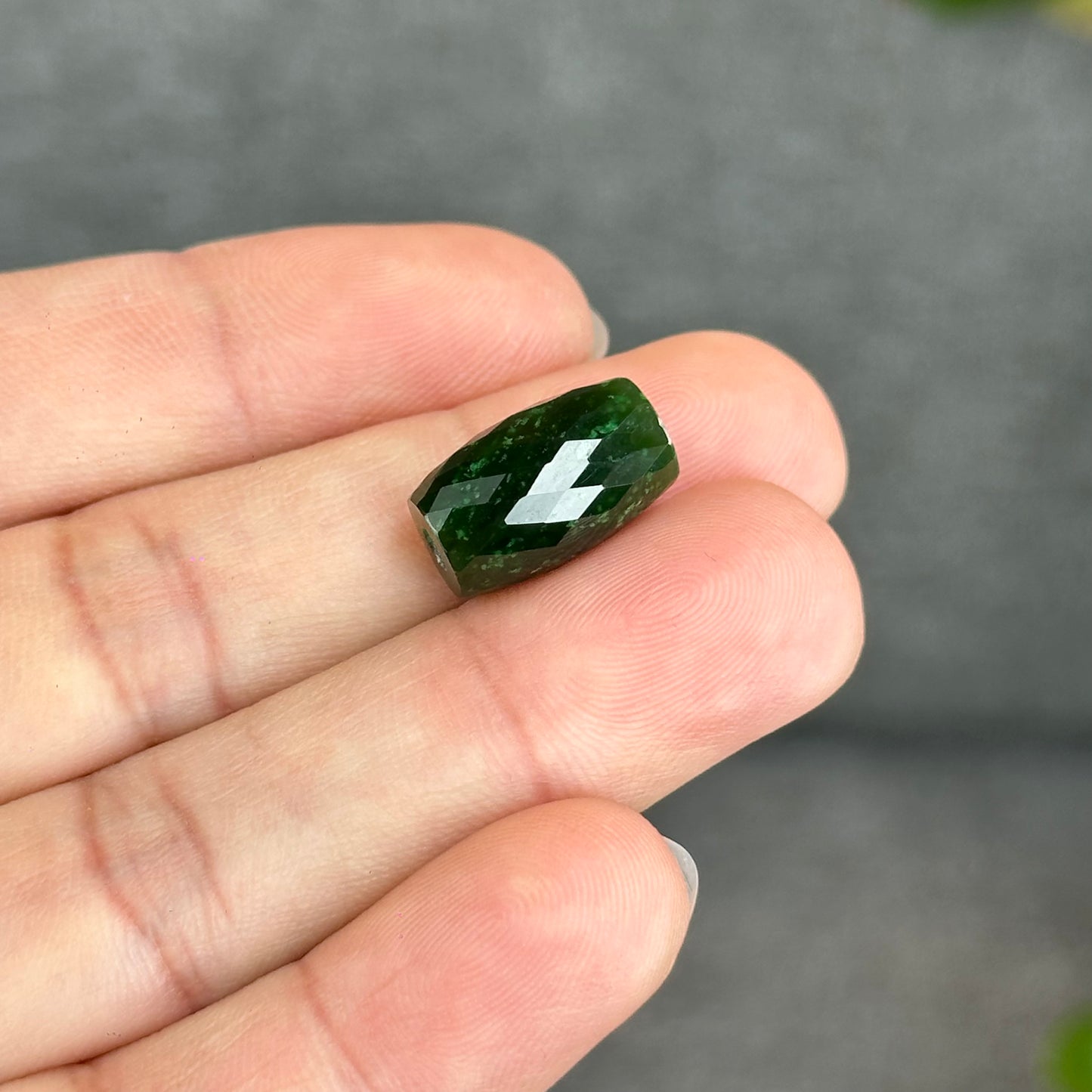 Natural Nephrite Jade Faceted Lu Thong Charm size 9.5 mm