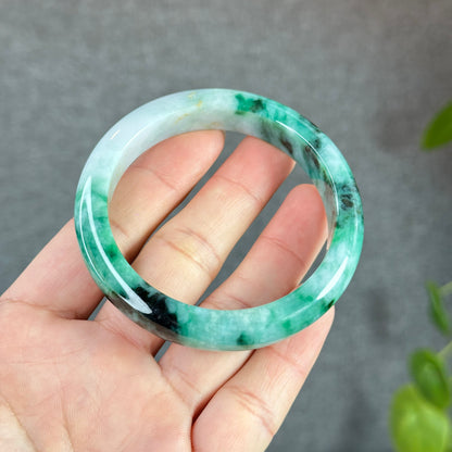 Natural Jadeite Jade Bangle Leaf Stlye Size 56.6 mm