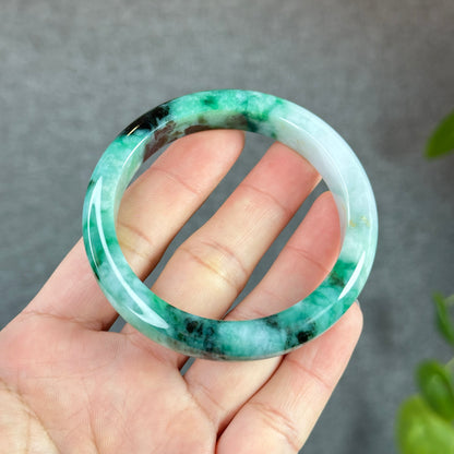 Natural Jadeite Jade Bangle Leaf Stlye Size 56.6 mm