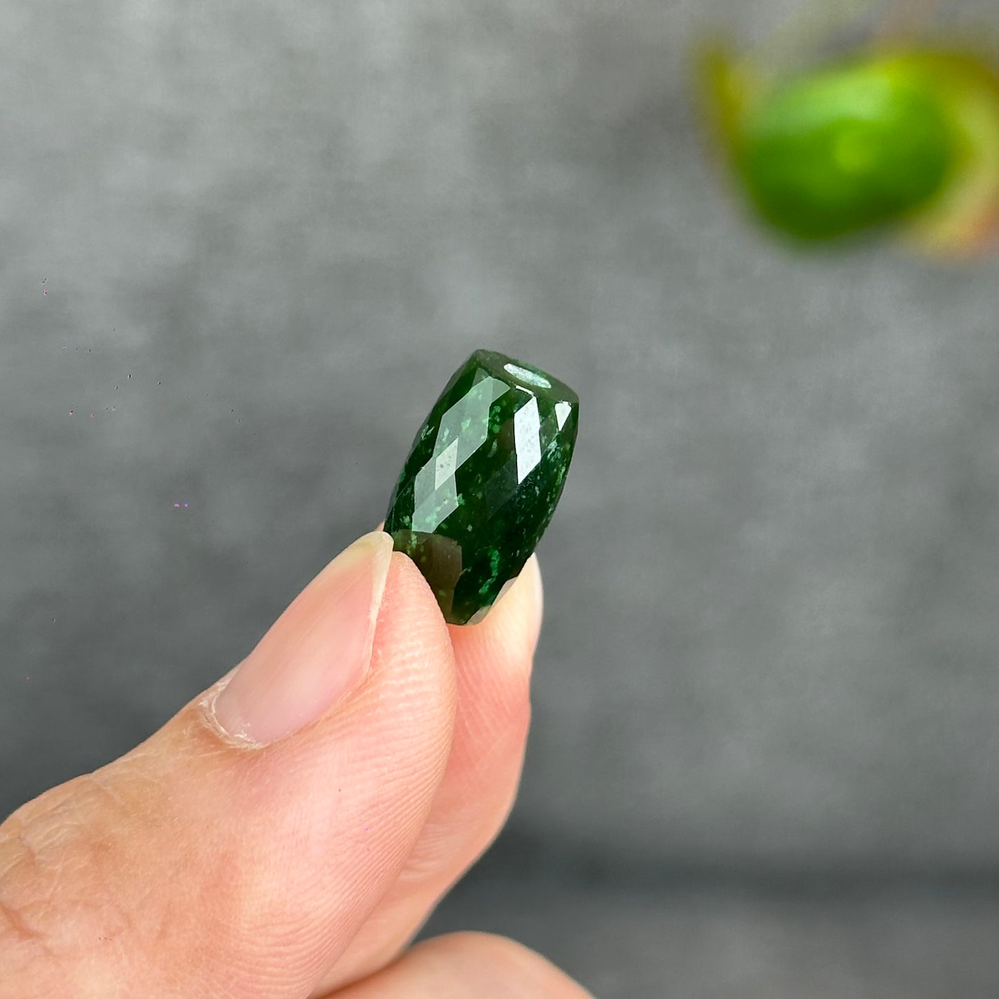 Natural Nephrite Jade Faceted Lu Thong Charm size 9.5 mm