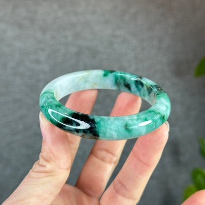 Natural Jadeite Jade Bangle Leaf Stlye Size 56.6 mm