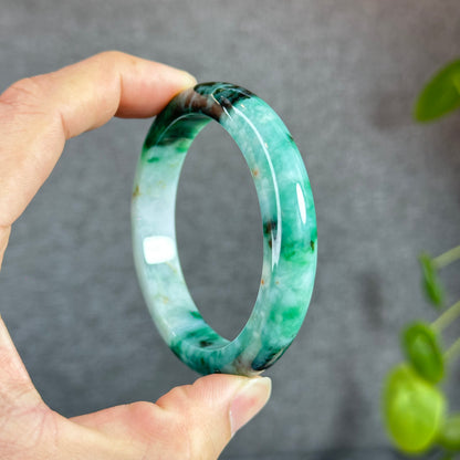 Natural Jadeite Jade Bangle Leaf Stlye Size 56.6 mm