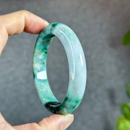 Natural Jadeite Jade Bangle Leaf Stlye Size 56.6 mm