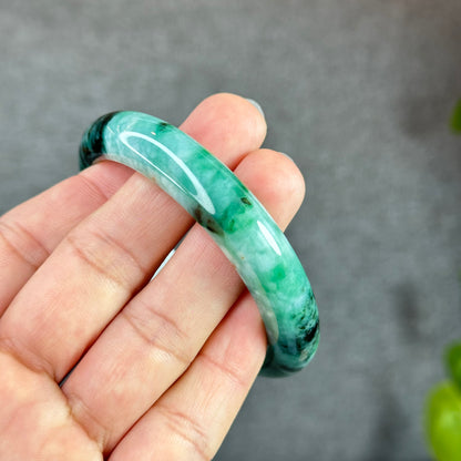 Natural Jadeite Jade Bangle Leaf Stlye Size 56.6 mm