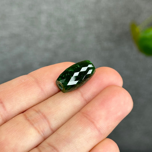 Natural Nephrite Jade Faceted Lu Thong Charm size 10.5 mm