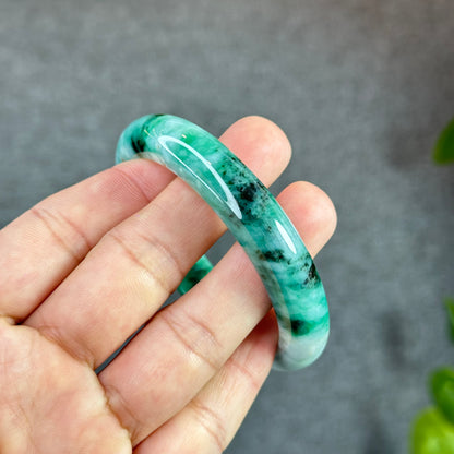 Natural Jadeite Jade Bangle Leaf Stlye Size 56.6 mm