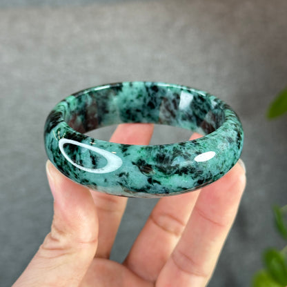 Natural Jadeite Jade Bangle Leaf Stlye Size 60.9 mm