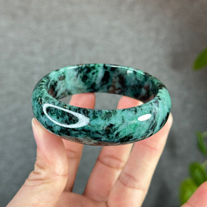 Natural Jadeite Jade Bangle Leaf Stlye Size 60.9 mm