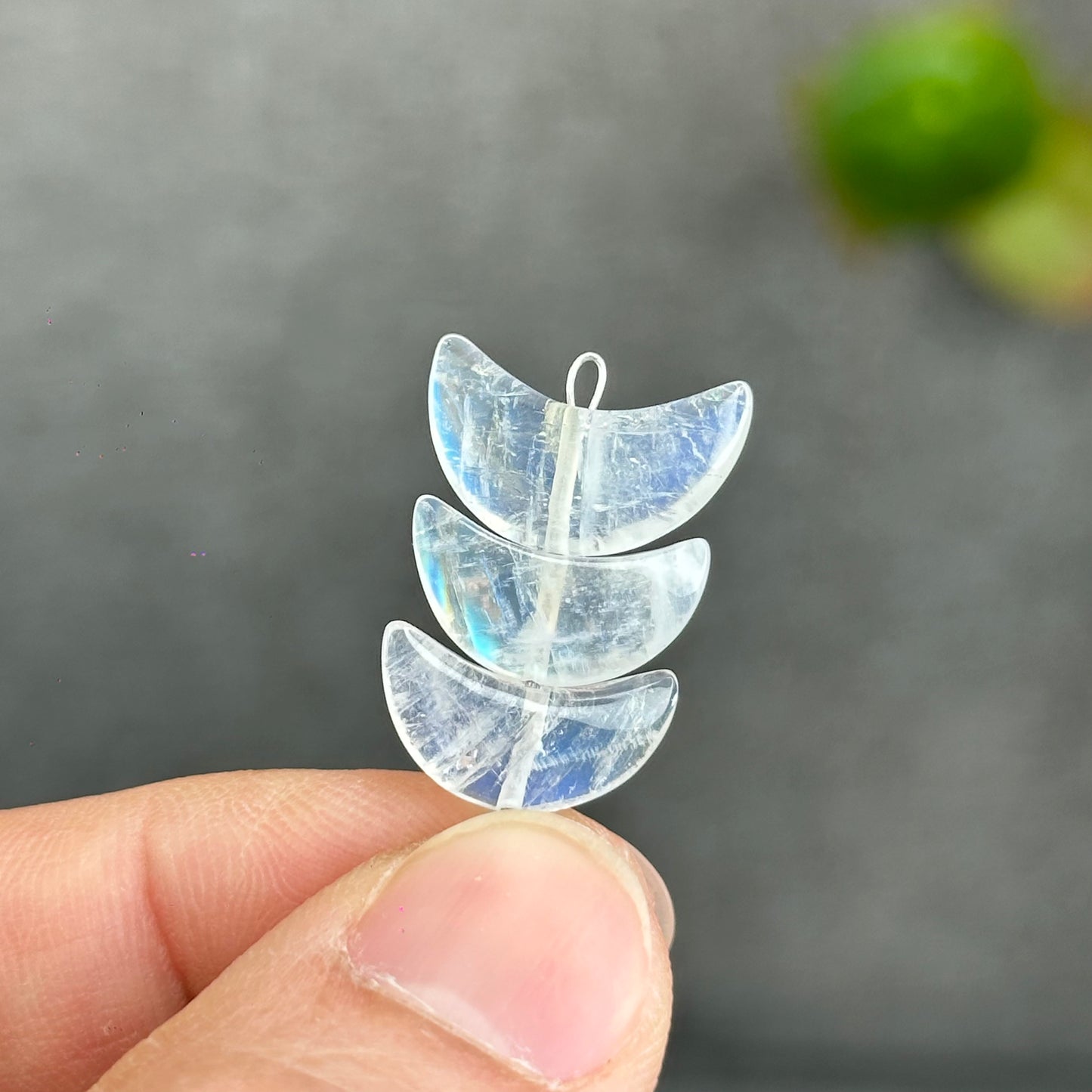 Natural Moonstone Half Moon Charm