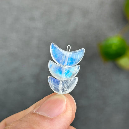 Natural Moonstone Half Moon Charm