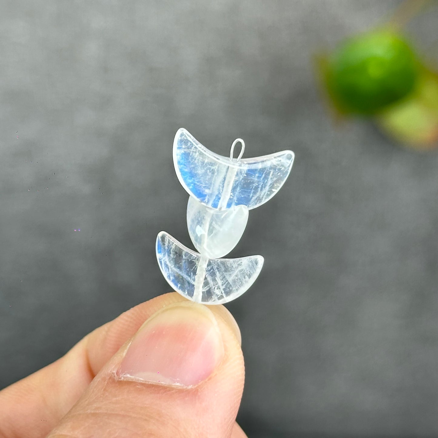 Natural Moonstone Half Moon Charm