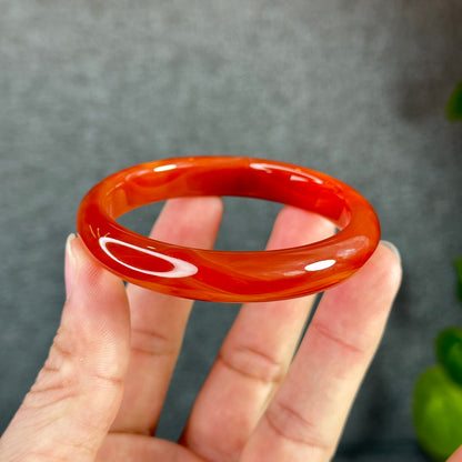 Red Agate Banle Leaf Style Size 55 mm
