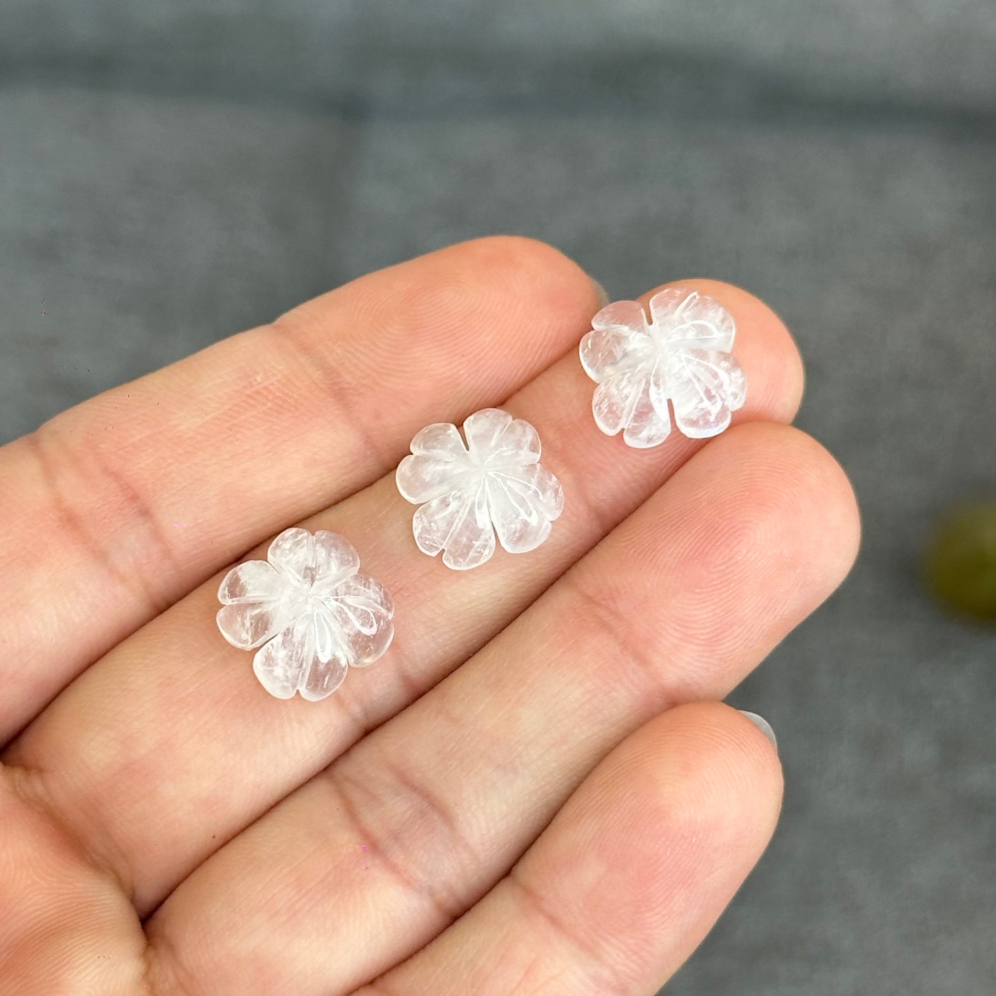 Natural Moonstone Four Leaf Clover Charm