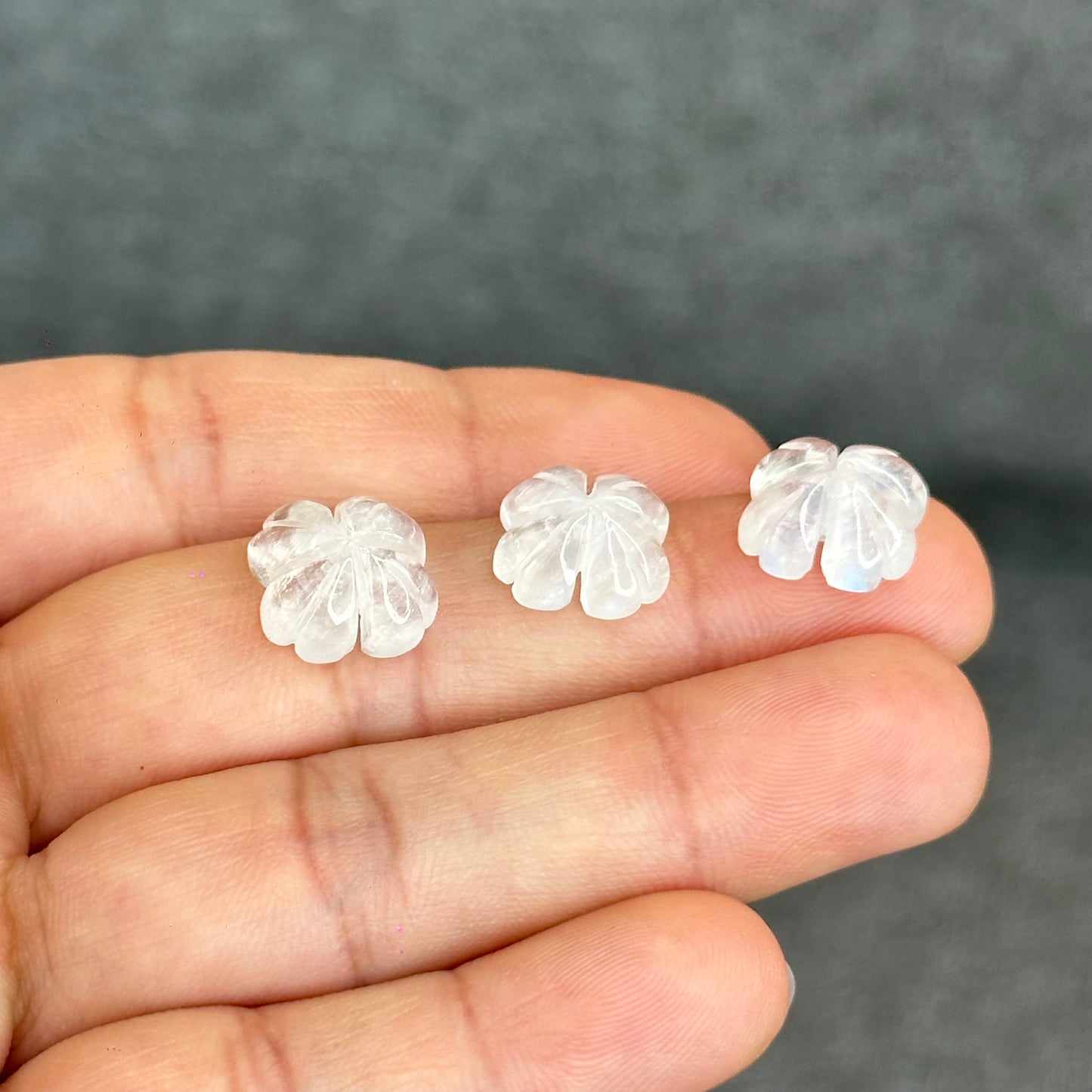 Natural Moonstone Four Leaf Clover Charm