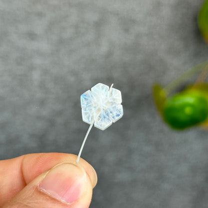 Natural Moonstone Snowflake Charm