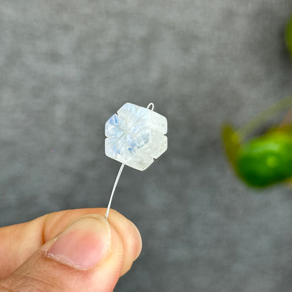 Natural Moonstone Snowflake Charm