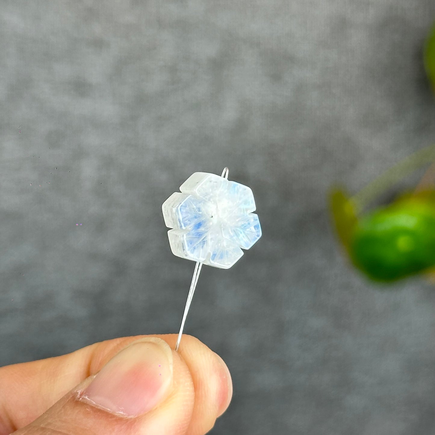 Natural Moonstone Snowflake Charm