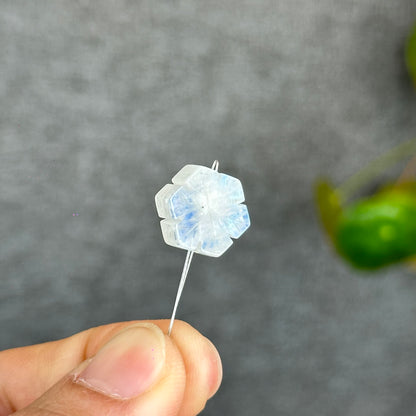 Natural Moonstone Snowflake Charm