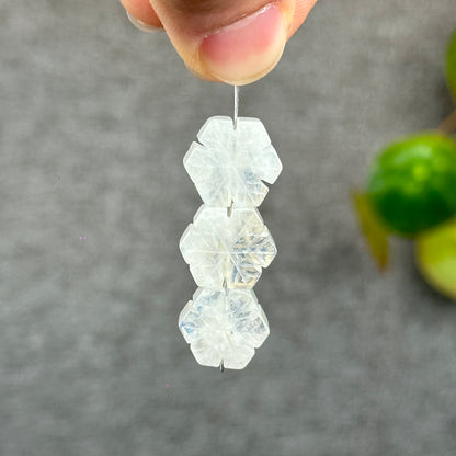 Natural Moonstone Snowflake Charm