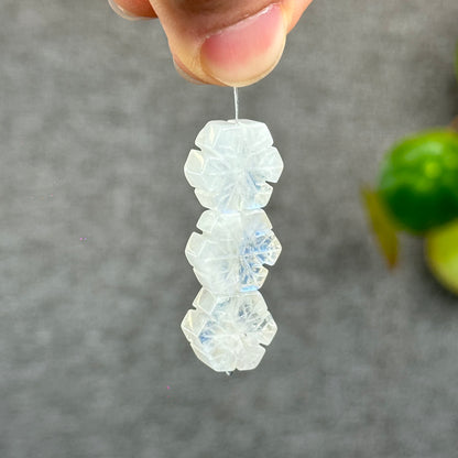 Natural Moonstone Snowflake Charm
