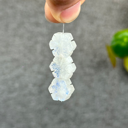 Natural Moonstone Snowflake Charm