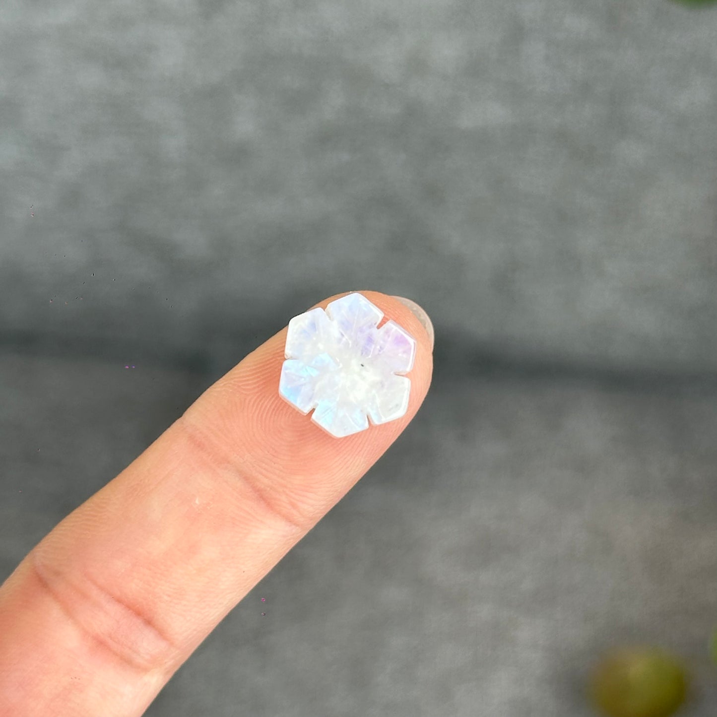 Natural Moonstone Snowflake Charm
