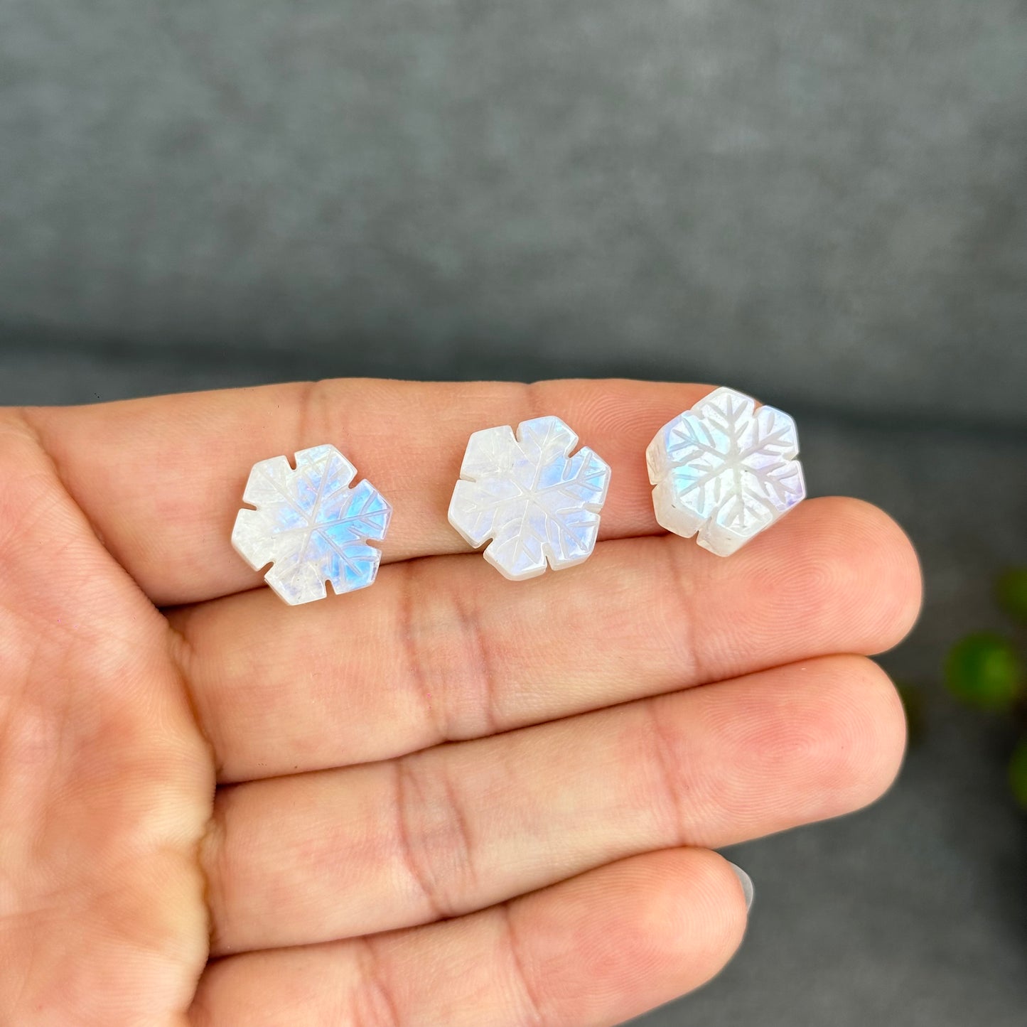 Natural Moonstone Snowflake Charm