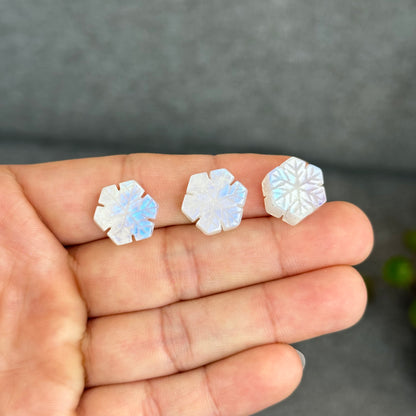 Natural Moonstone Snowflake Charm