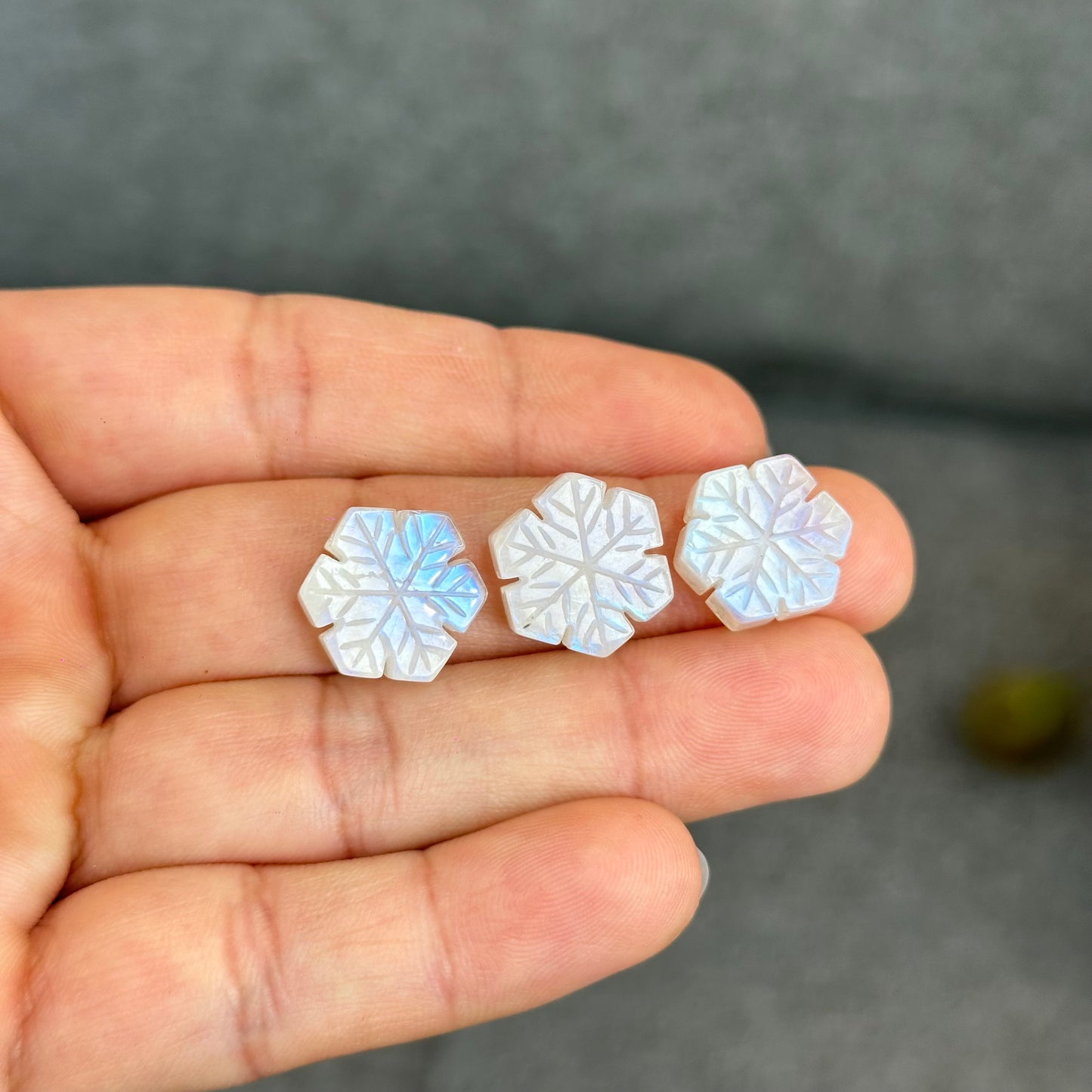 Natural Moonstone Snowflake Charm