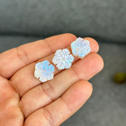 Natural Moonstone Snowflake Charm