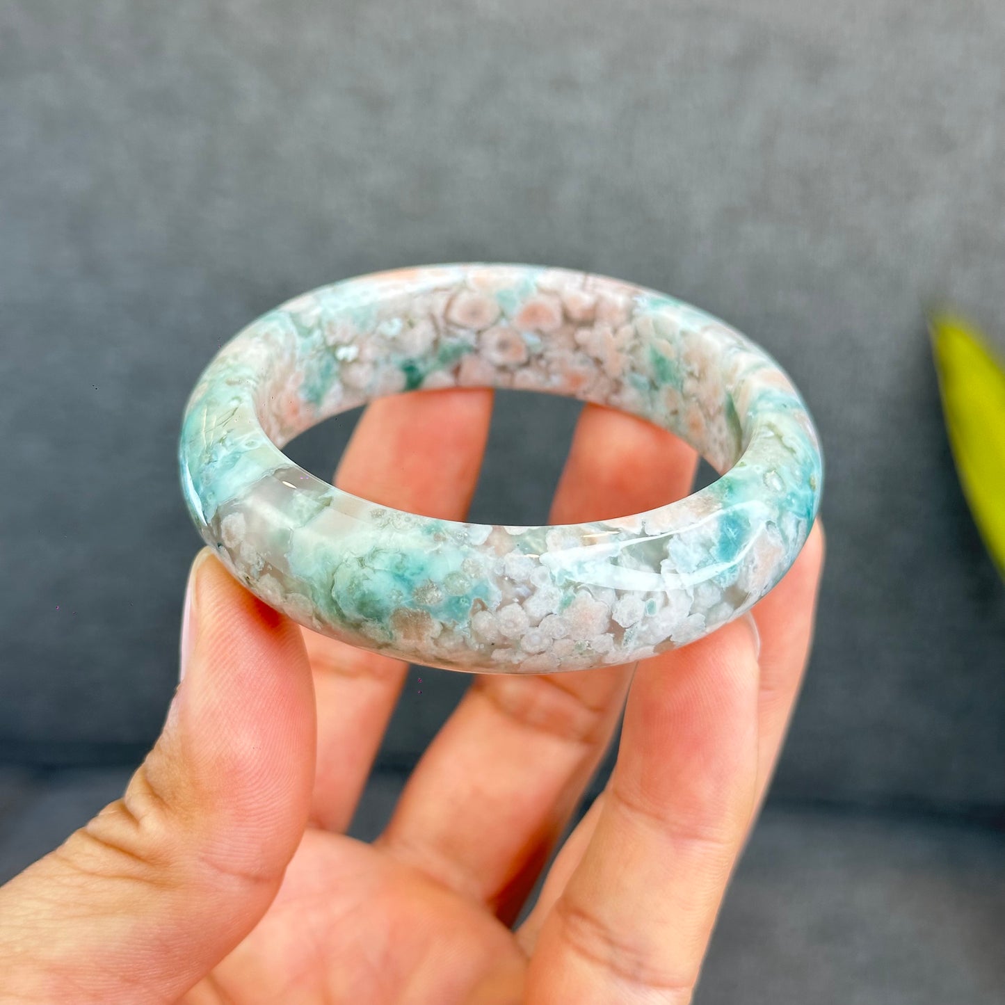 Natural Floral Agate Bangle Size 53 mm