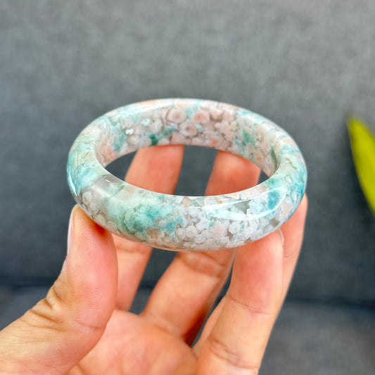 Natural Floral Agate Bangle Size 53 mm