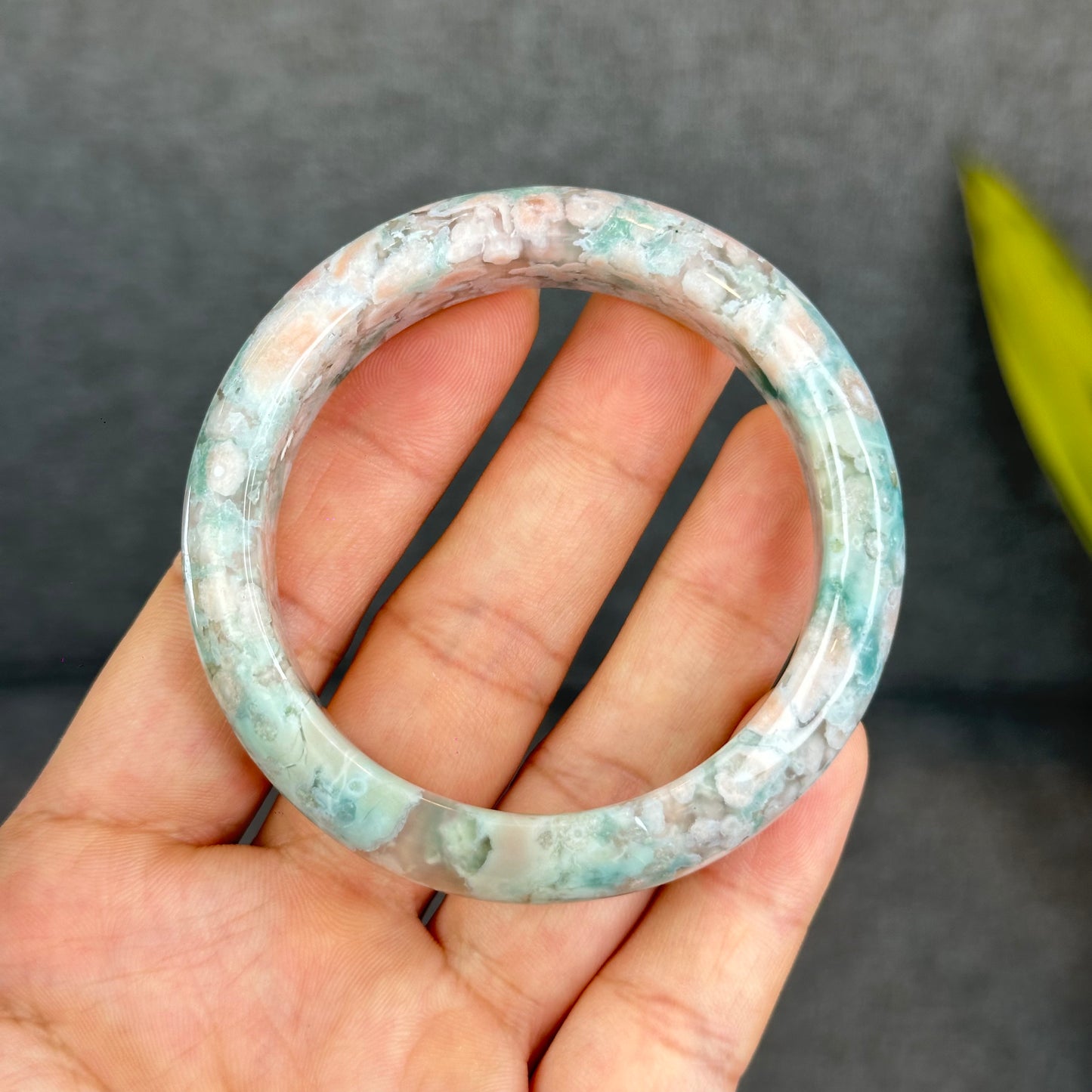 Natural Floral Agate Bangle Size 53 mm